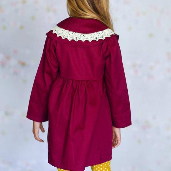 ❌SOLD❌Jelly the pug girls maroon Kelly coat  6X - Picture 2 of 2